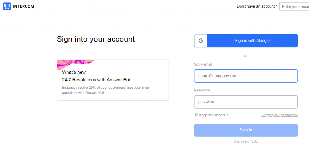 20.如何使用Intercom在线聊天系统-WordPress 1 FireShot Capture 795 Intercom I The easiest way to see a https app.intercom.io admins sign in